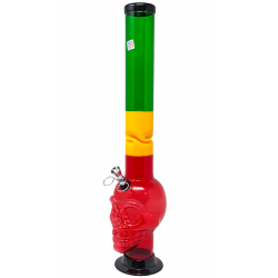 18" Acrylic Rasta Color Metal Pull Bowl Skull Water Pipe - [AJM07]